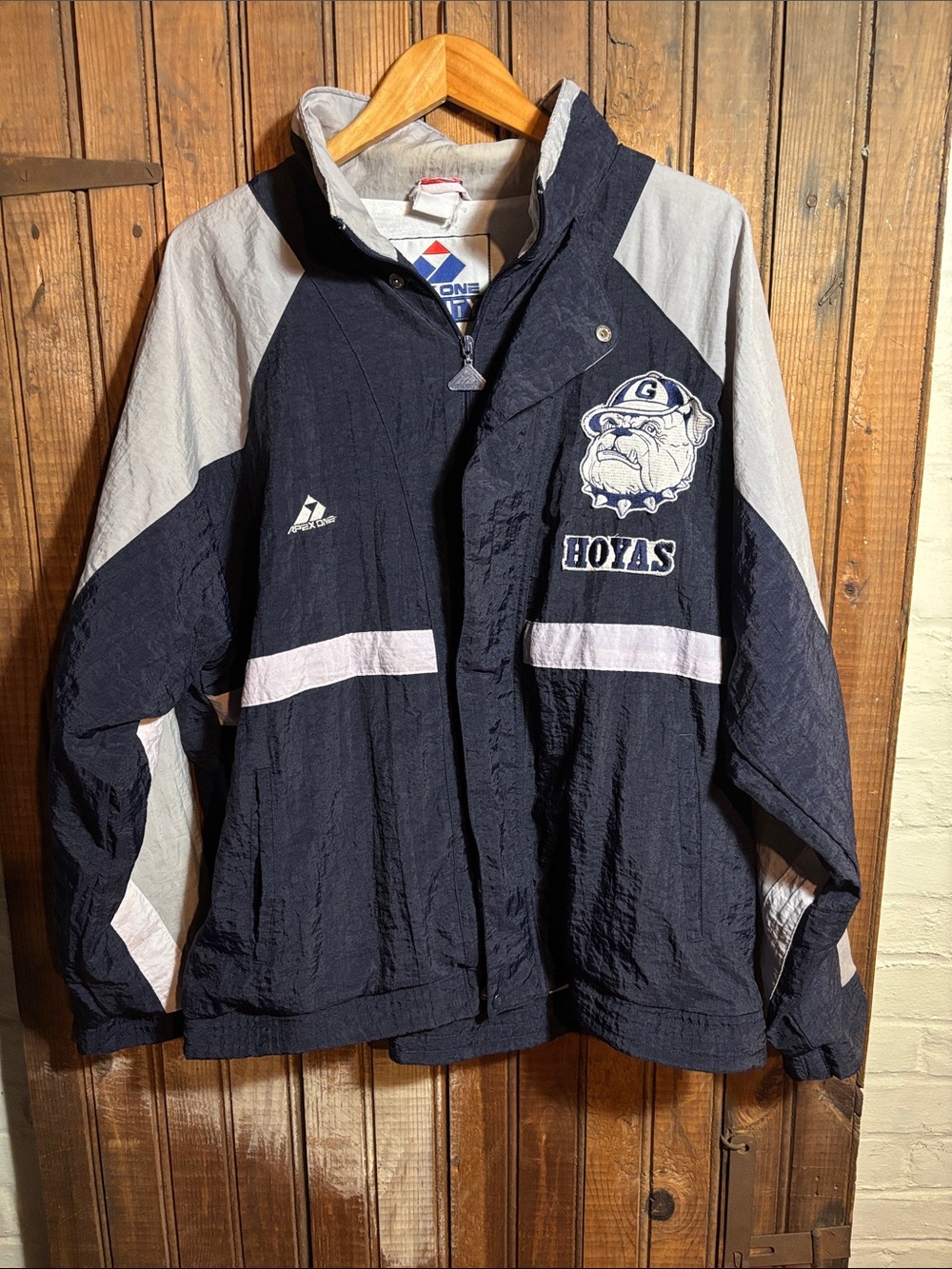 Vintage Apex One Georgetown Hoyas Navy & Gray Windbreaker Jacket